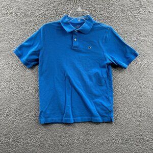 Vineyard Vines Boys Polo Shirt Extra Large 18 Blue Pique Pullover Short‎ Sleeve